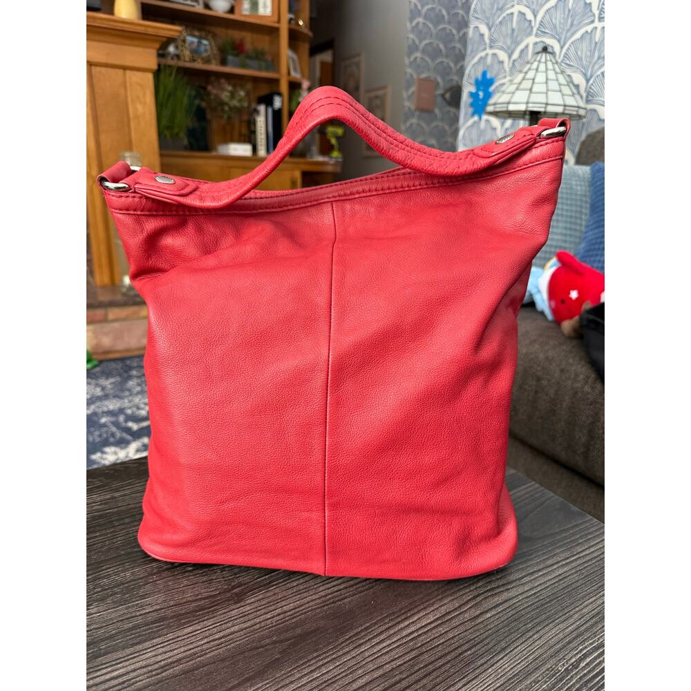MARC by Marc Jacobs Red Leather Blake Large Full Zip Shoulder Hobo Hand Bag - Picture 5 of 15